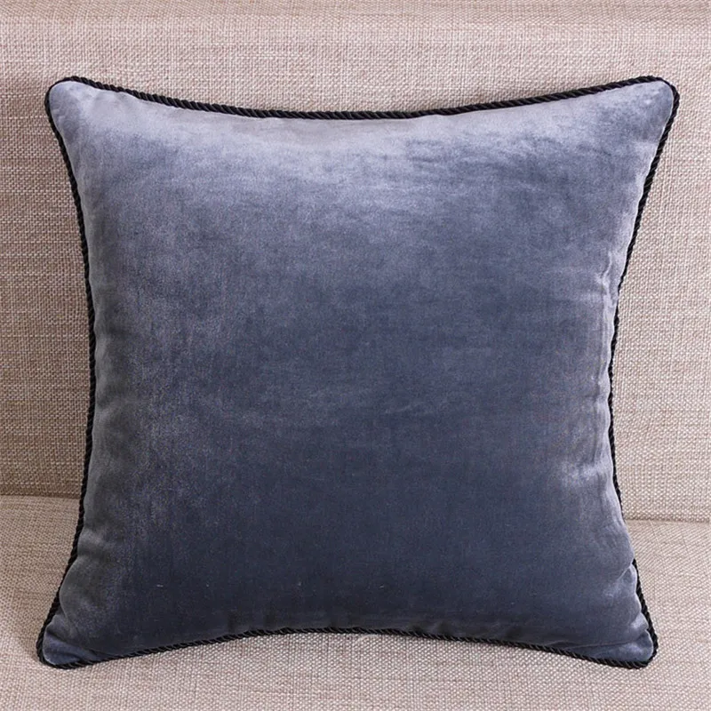 Однотонная черная искусственная мягкая бархатная наволочка чехол для подушки