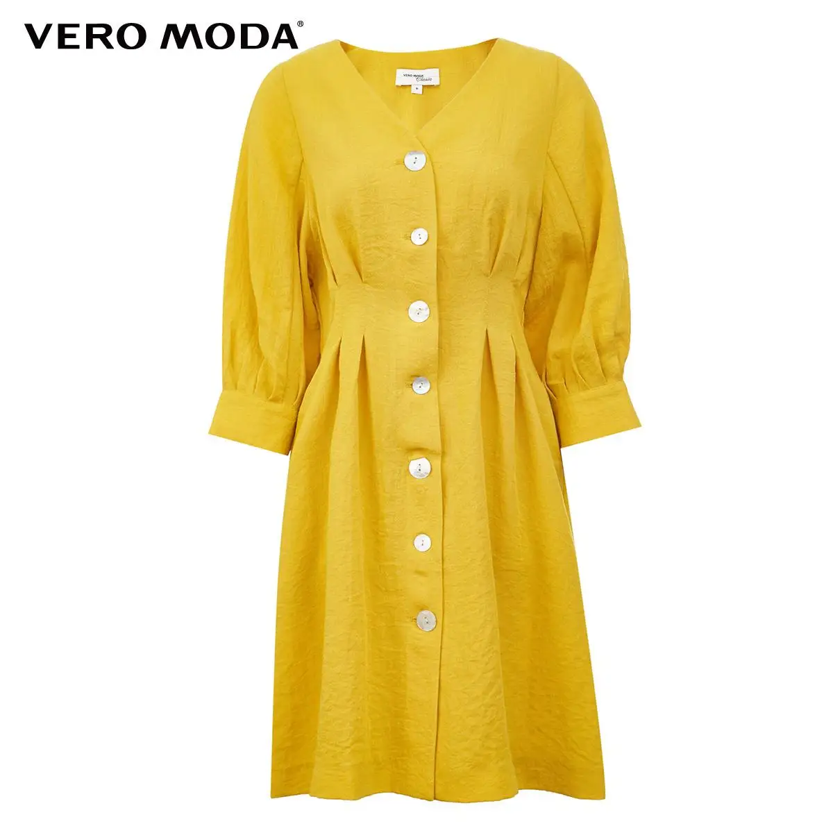 

Vero Moda Women Office V-Neck Waist Puff 3/4 Sleeves Dress | 32027C537