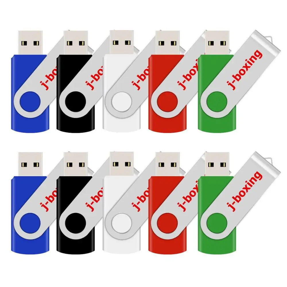 J-бокс 10 шт. 2 ГБ USB флеш-накопители металлическая вращающаяся карта памяти поворотный флеш-накопитель для хранения большого пальца компьютер ноутбук планшет многоцветный