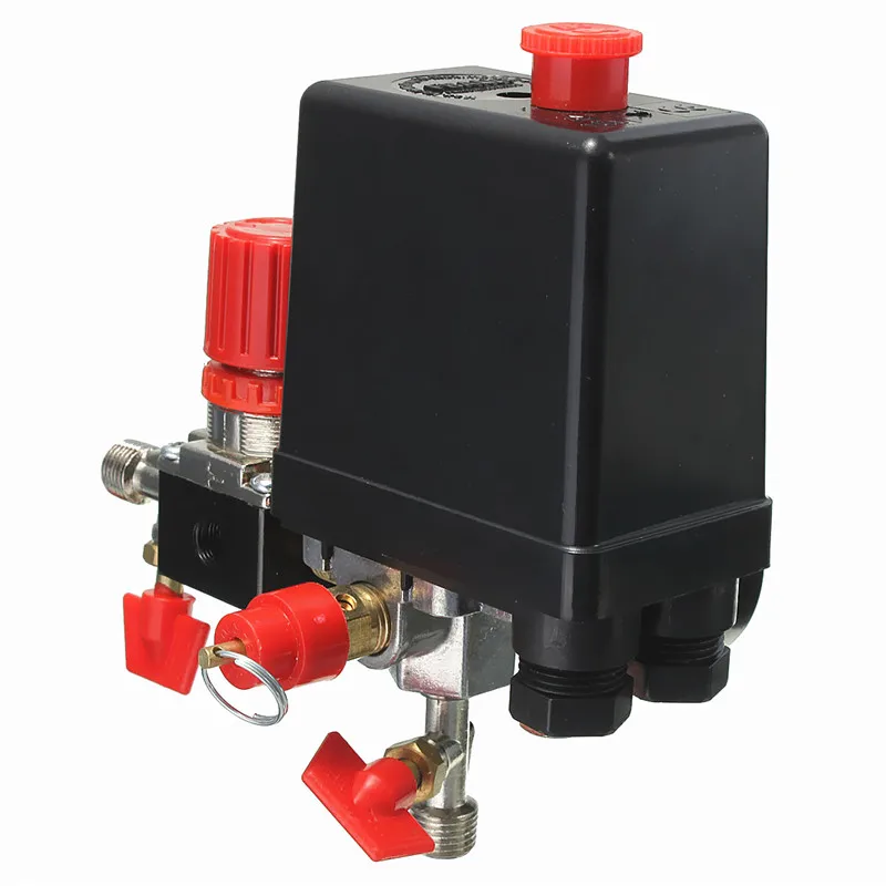 

240V 0-180PSI Air Compressor Pressure Regulator Valve Switch Manifold Relief Regulator Gauges 45*75*80mm Popular Valves