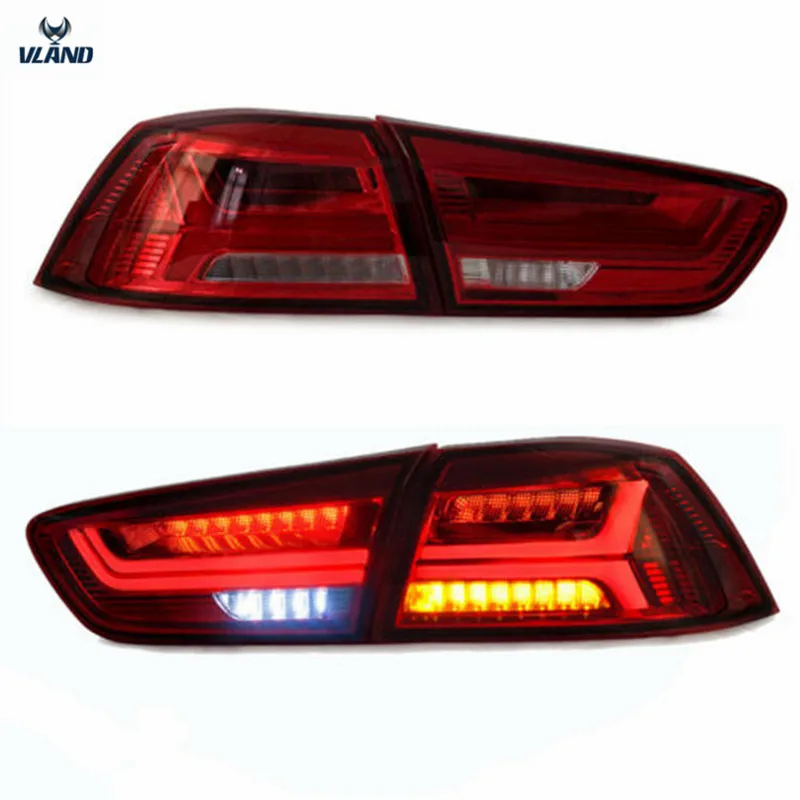 Red clear Заводские аксессуары VLAND для автомобиля светильник s для Lancer светодиодный задний светильник 2008-UP для EVO X задний фонарь с DRL+ задний светильник+ тормоз - Цвет: Red clear