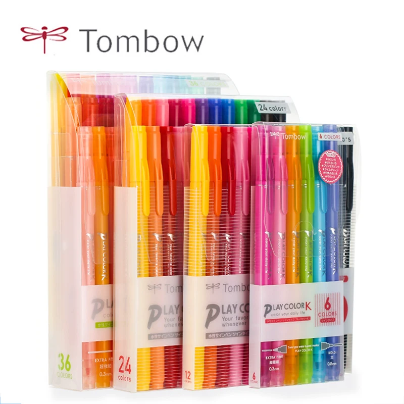 

TOMBOW Double-headed Watercolor Pen PLAYColor Set Professional Art Painting Graffiti 12/24/36 Color Pcs Fine 0.3-1.2mm