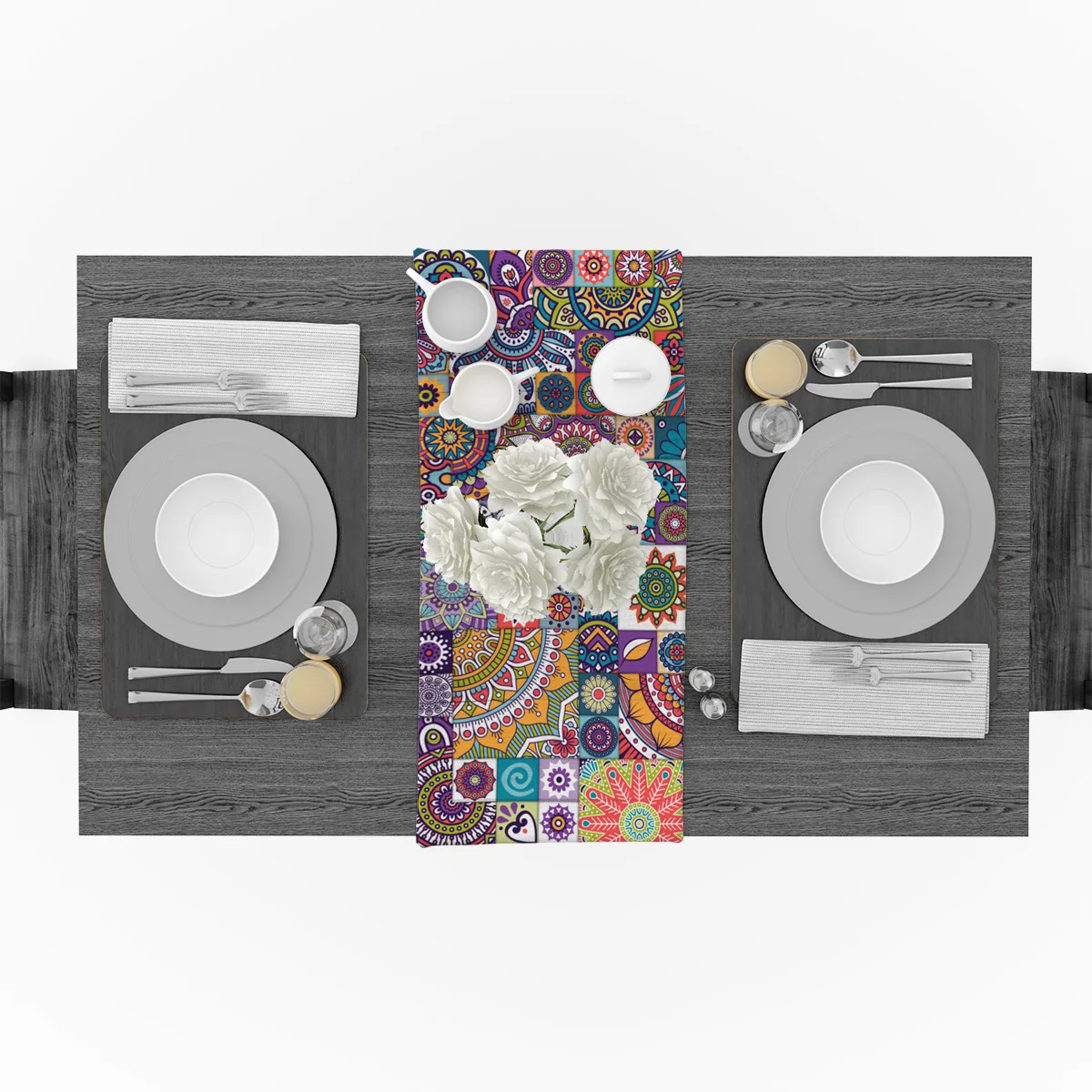 Цветные текстурные настольные дорожки с рисунком для свадьбы украшение