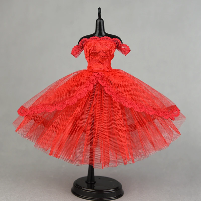

1PC Red Lace Short Sleeve Princess Dress Outfits Clothing Party Dresses for Blythe Doll Clothes for 1/6 BJD Doll DIY Toy for Kid