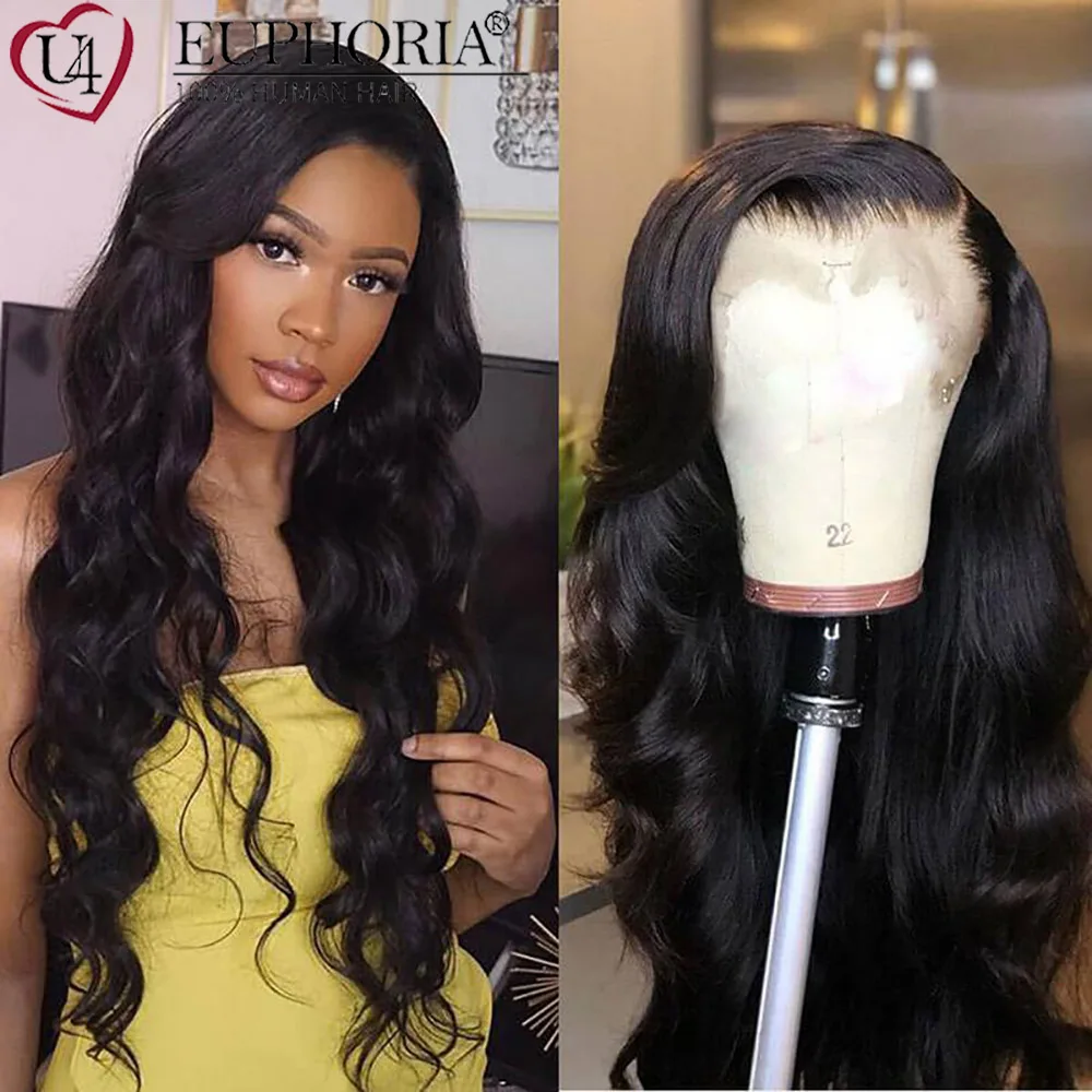 

Body Wave Lace Part Wigs Brazilian Remy Human Hair 13x1 T/L Part Wigs For Women Natural Black Color Density 150% EUPHORIA