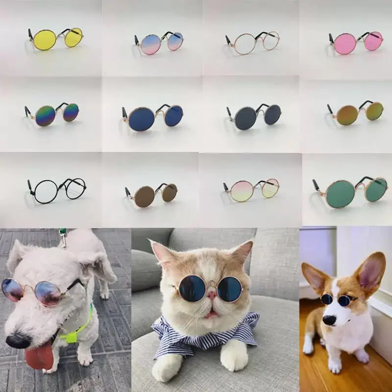 

2021 Pet Accessories Cat Goggles Lovely Round Sunglasses Eyewear glasses For Small Dog Cat Pet Photos Props