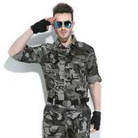 mens army shirt airborne army camouflage army green long sleeve shirt black workwear military uniform roll sleeve loose tops