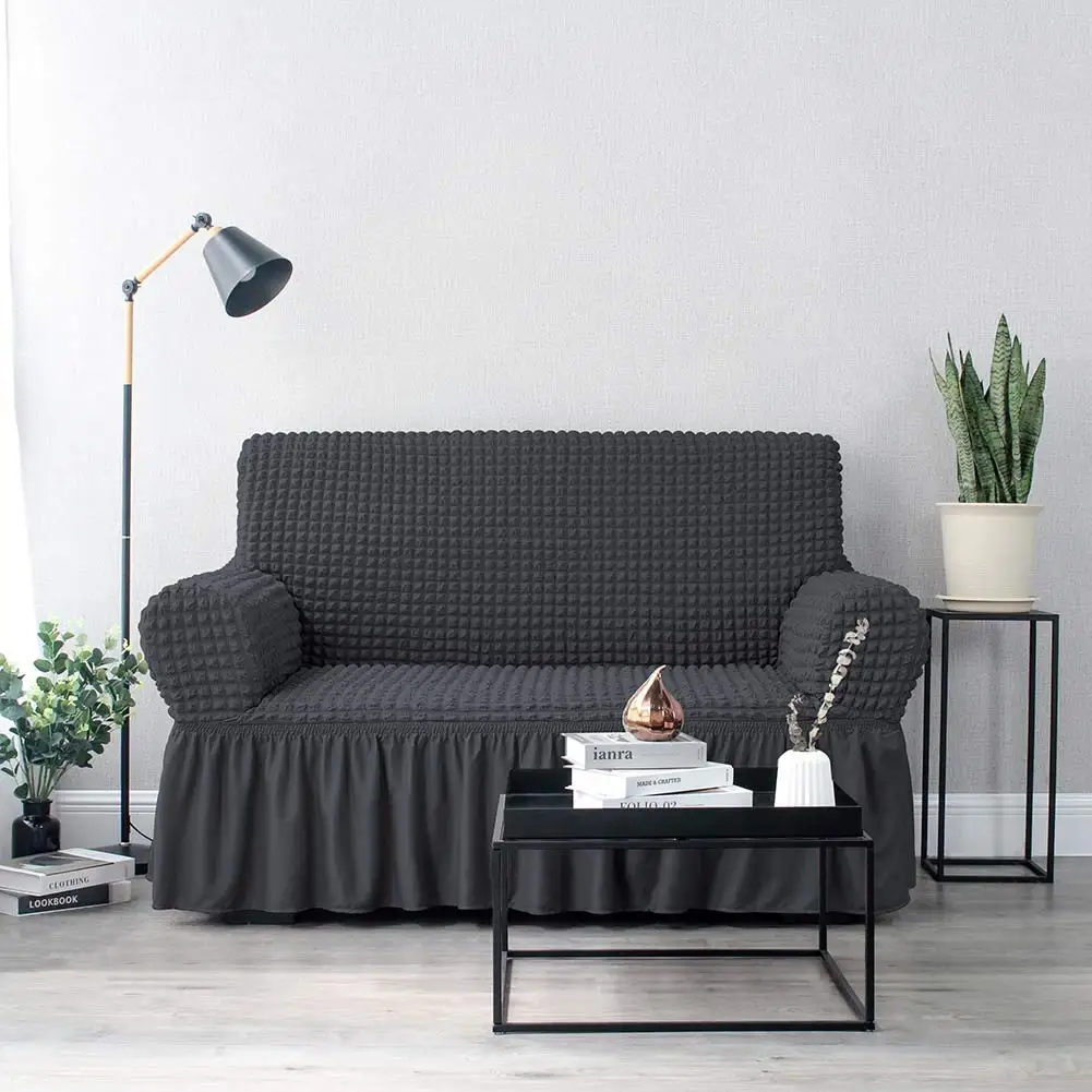 

Solid Color Elastic Sofa Cover For Living Room Printed Plaid Stretch Sectional Slipcovers Sofa Couch Cover L shape 1-4-Seater