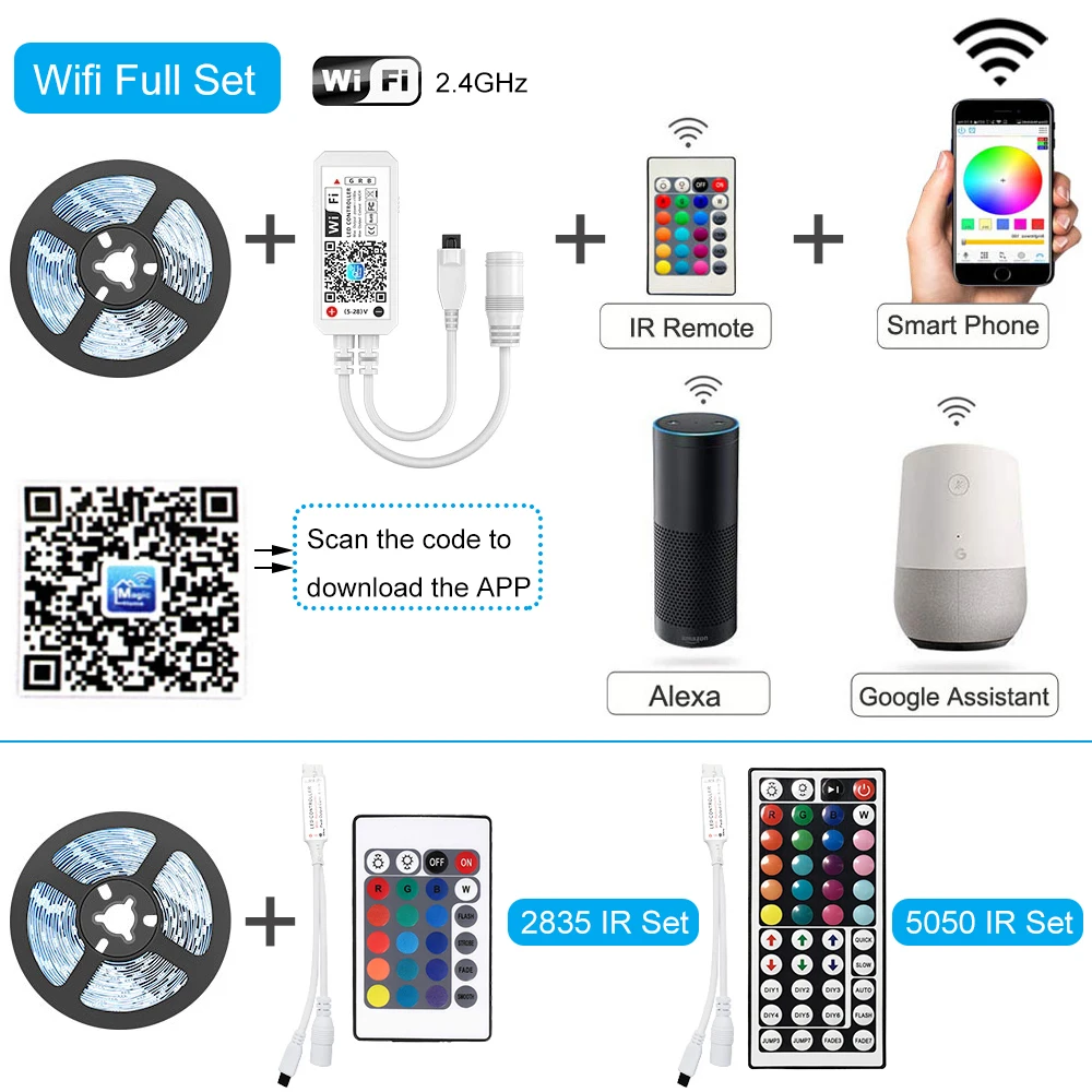 5 м 10 светодиодный полосы света Wi Fi Magic Home приложение Управление работать с Alexa 12V RGB