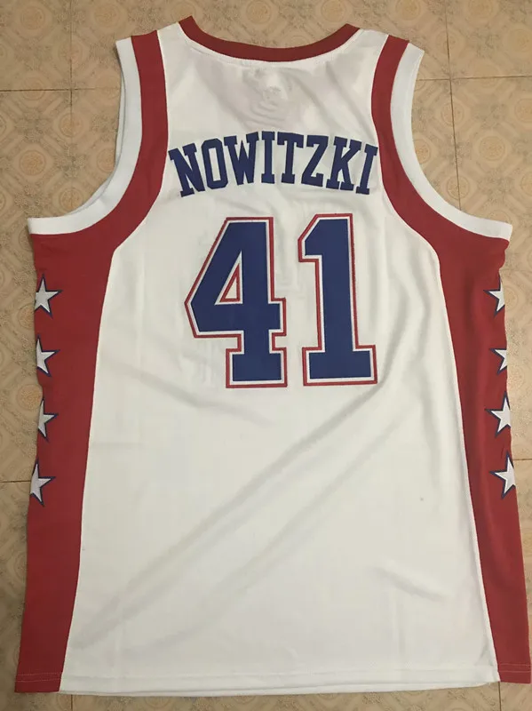 

#41 Dirk Nowitzki 2004 All Star West White Basketball Jersey Stitched Custom Any Number Name jerseys