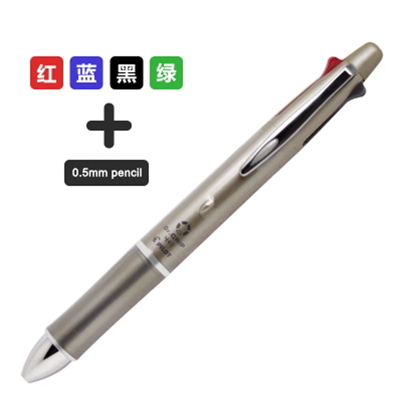 Pilot Dr. Grip 4+ 1 BKHDF-1SR 4 шариковая ручка 0,7 мм черный, синий, зеленый, красный 1 механический карандаш 0,5 мм - Цвет: Champagne gold