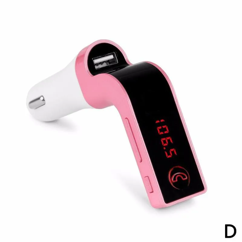Розовый G7 автомобиля памяти Hands-free ЖК-дисплей дисплей 4 в 1 Bluetooth FM передатчик модулятор Автомобильный комплект MP3 плеер 2.1A точечное дымовое отверстие - Название цвета: Розовый