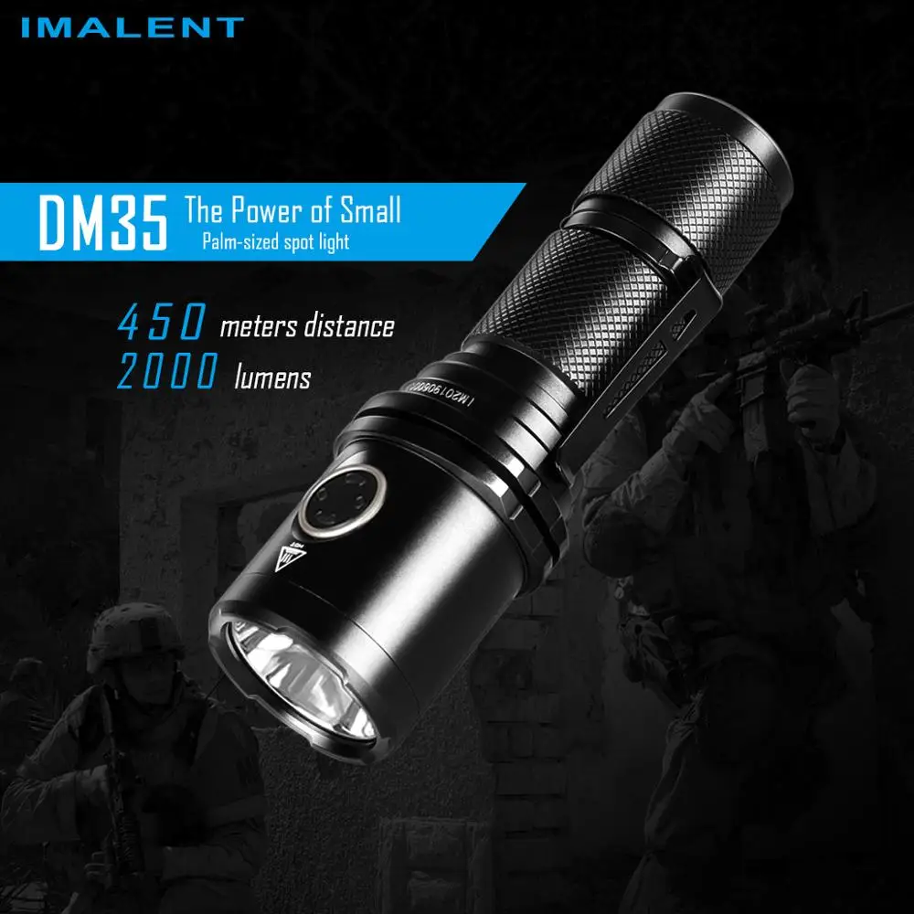 

IMALENT DM35 Led Fashlight 2000 Lumens Rechargeable Cree XHP35 HI Portable Handlight Outdoor Lighting with 21700 Battery Lantern