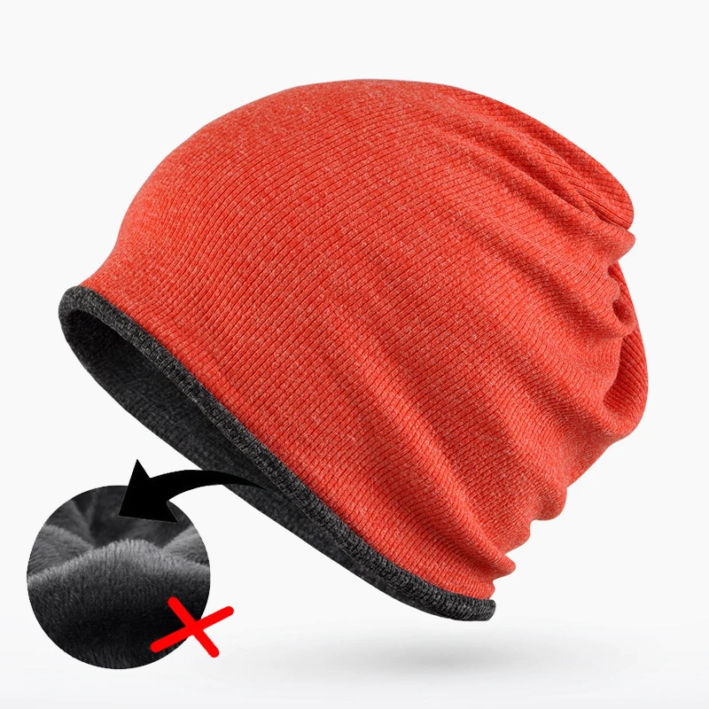 CAMOLAND модные вязаные шапочки Beanie для мужской на зиму и осень шотландская шапочка с защитой Теплая Флисовая шапка мужские спортивные для улицы Beanie шапки - Цвет: Red No Fleece