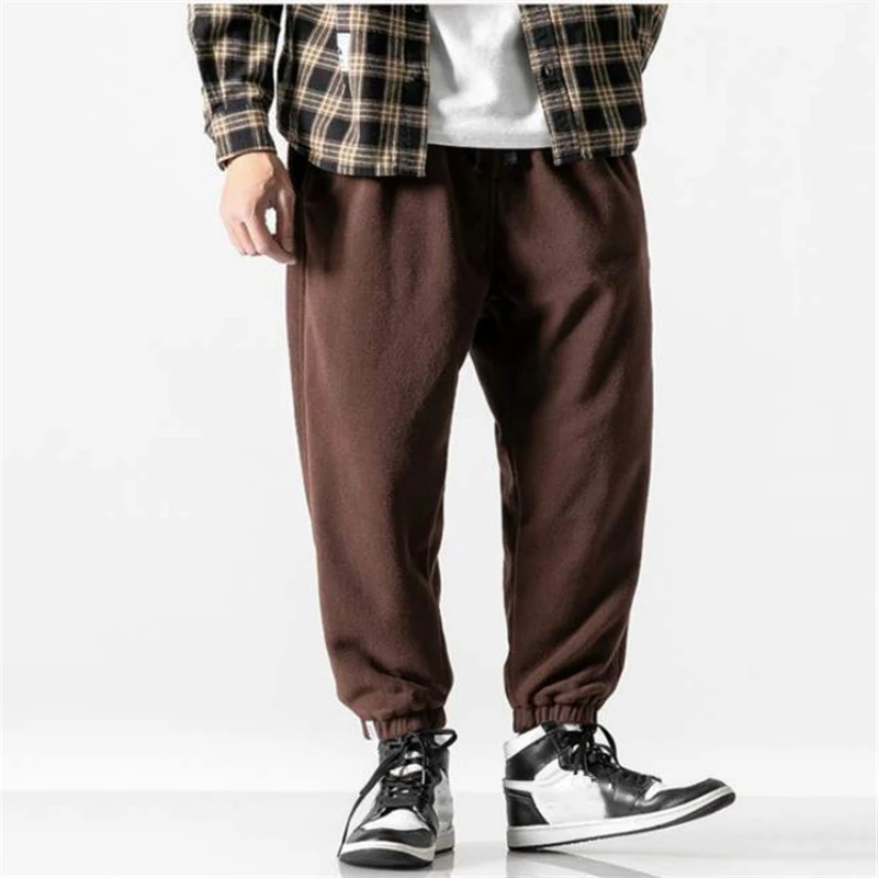 Fashion Men Harem Pants 2021 Spring Warm Fleece Trousers Japanese Style Outdoor Jogger Sport Male Loose Pants Pantaloni Da Uomo blue harem pants