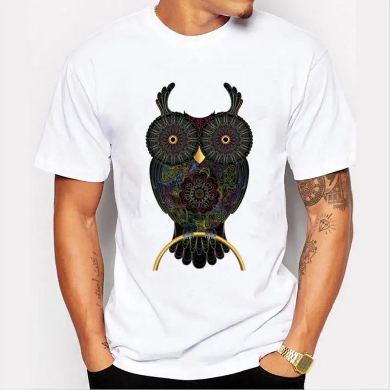 

Men's Short-Sleeved Big Eyes Owl New Short-Sleeved European and American T-Shirt