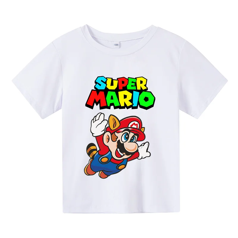 

2021 Cartoon super mario yoshi Print Toddler Children T-shirts Kids Anime Summer Funny Tees Boys/Girls 4-14 Tops Clothing,
