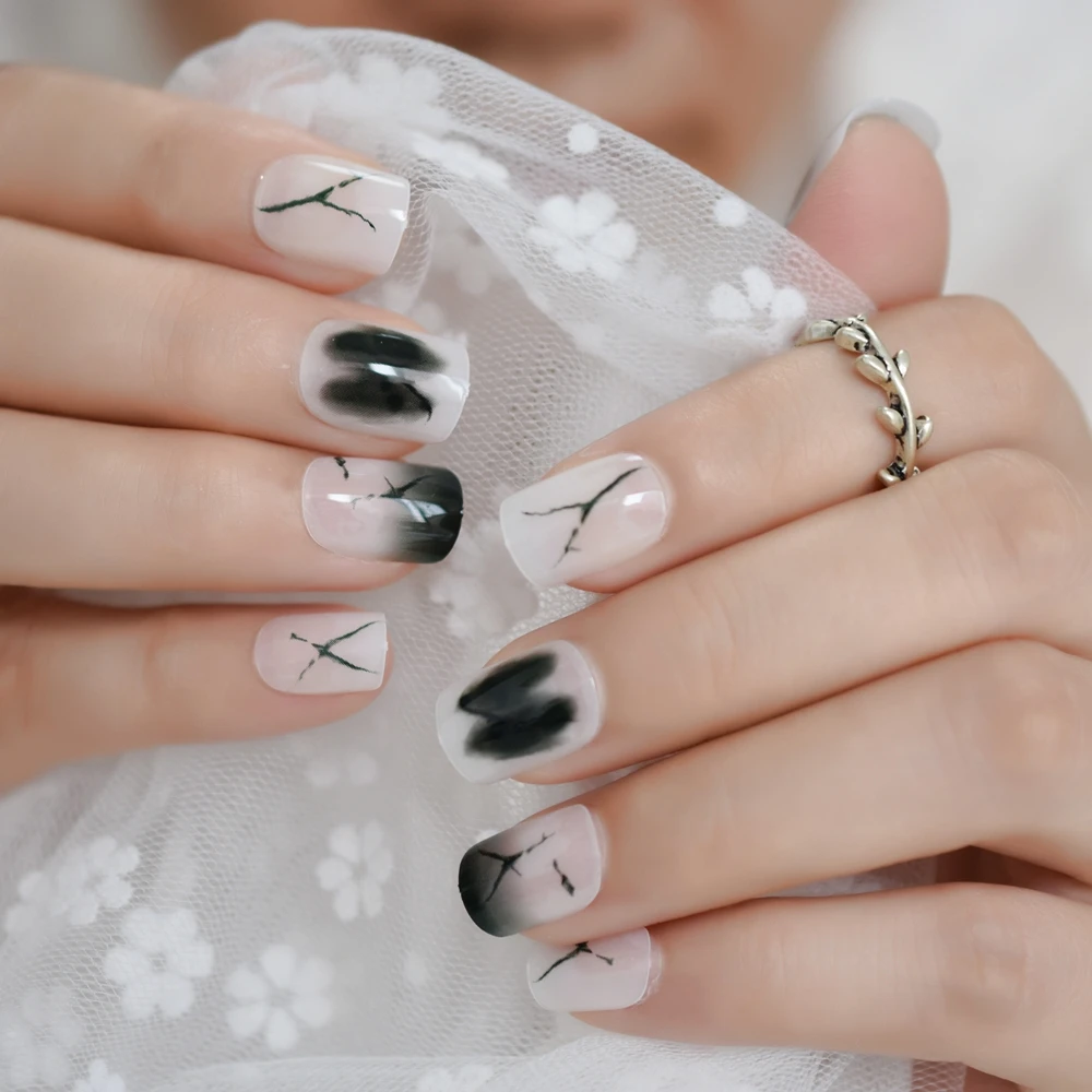 Выцветающие накладные ногти Короткие молочные белые дамские для ежедневного