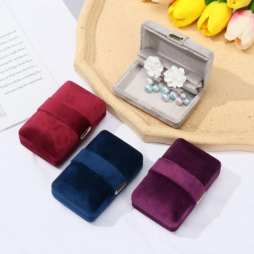 

Portable Gold Buckle High-end Travel Storage Box Ring Earring Accessories Jewel Case Jewelry Box