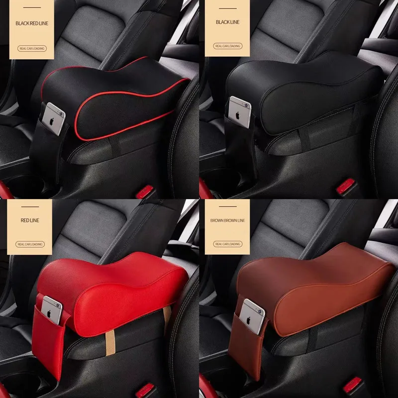 

Leather Car Central Armrest Pad Black Auto Center Console Arm Rest Seat Box Mat Cushion Pillow Cover Vehicle Protective Styling