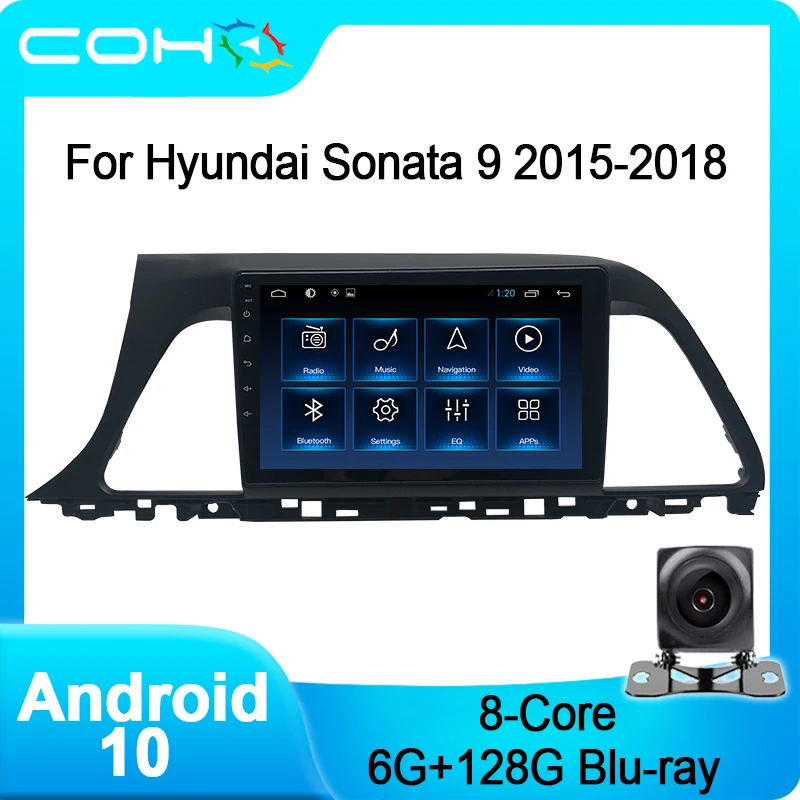 baratas Coho Para Hyundai Sonata 9 Android 10.0 Octa Núcleo 6 + 128g Estéreo Rádio Do Carro Multimídia Jogador