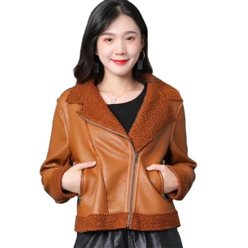 

Plus Size Winter Velvet Veste Cuir Femme Chaqueta Cuero Mujer Leather Coat Deri Ceket Kurtka Damska Chamarras De Thick Blazer