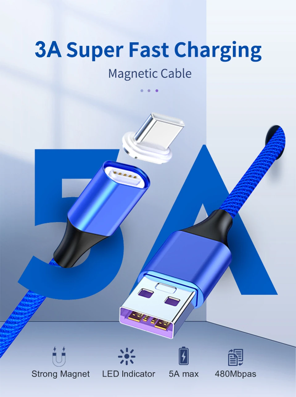 Магнитный кабель Tongyinhai для Iphone, Android, кабели для зарядки, MicroUSB type C, быстрая зарядка, зарядное устройство, 1 м, 1,5 Мбит, шнур для Xiaomi