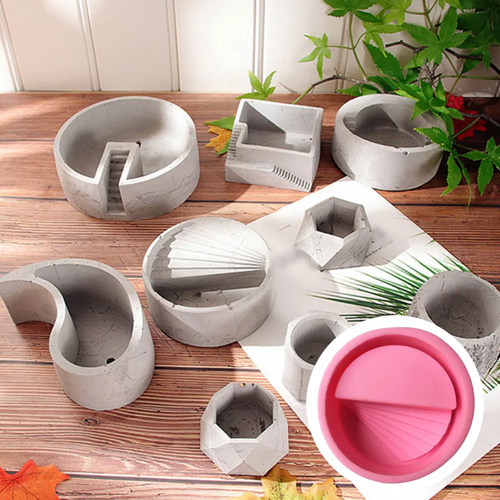 

DIY Oval Mold Flower Pot Mold Coaster Flexible Silicone Tray Mold Polygon Epoxy Resin Casting Molds Plaster Mold DIY Craft Tool