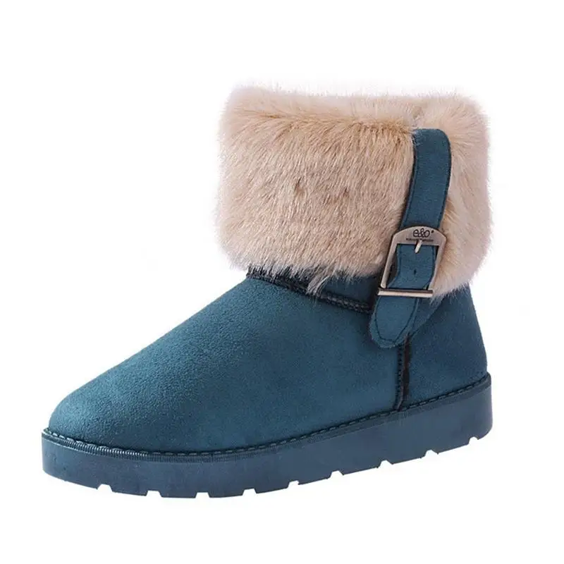 2018 зимние женские ботинки на плоской подошве Модные плюшевые Бархатная теплая