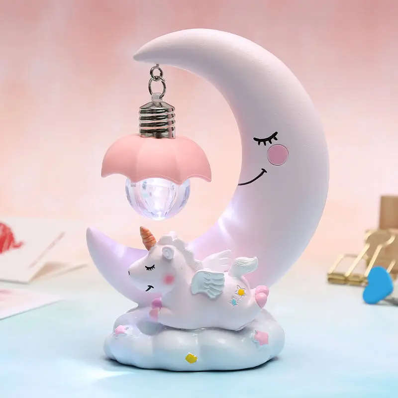 

Unicorn Star Light Decoration Girl Moon Cartoon Resin Night Light Home Decoration Gift