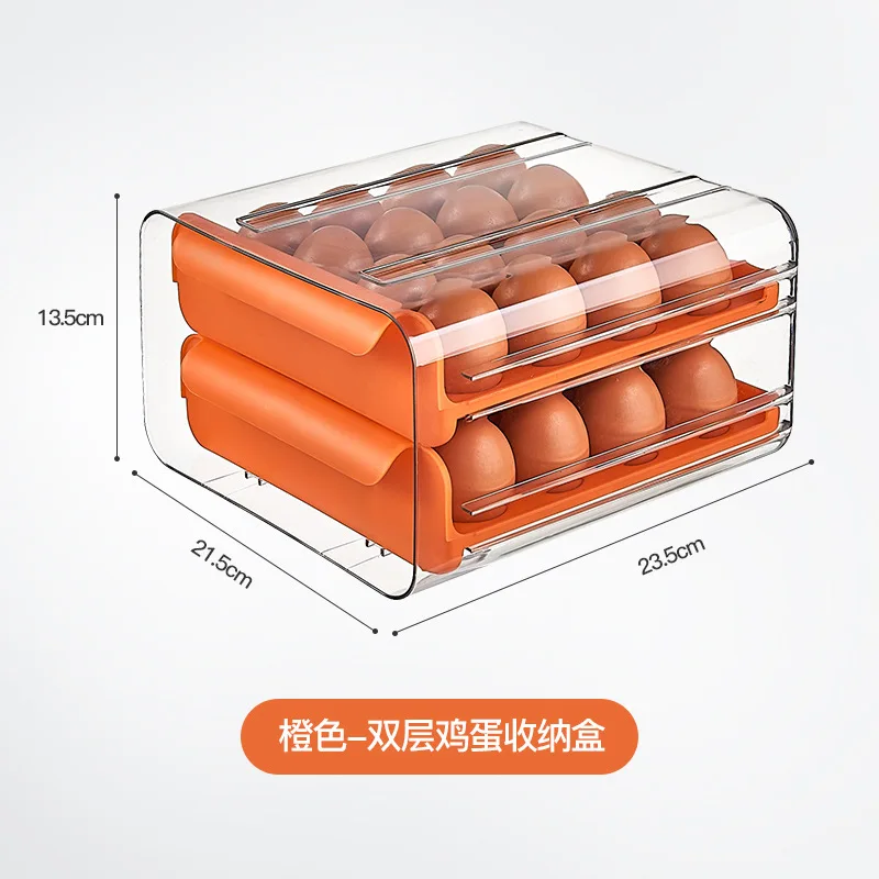 

Kitchen drawer type transparent double layer 32 lattice egg box portable picnic egg storage box refrigerator fresh box