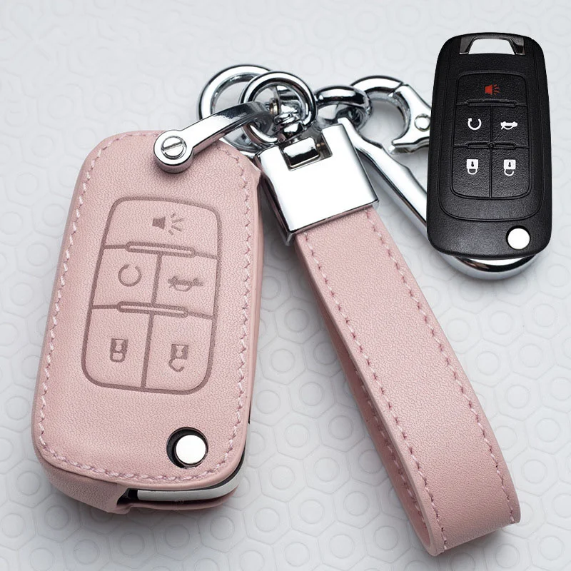 

Leather Car Key Case Full Cover For Buick Chevrolet Cruze Opel Vauxhall Insignia Mokka Encore Auto Fold Key Shell Protection