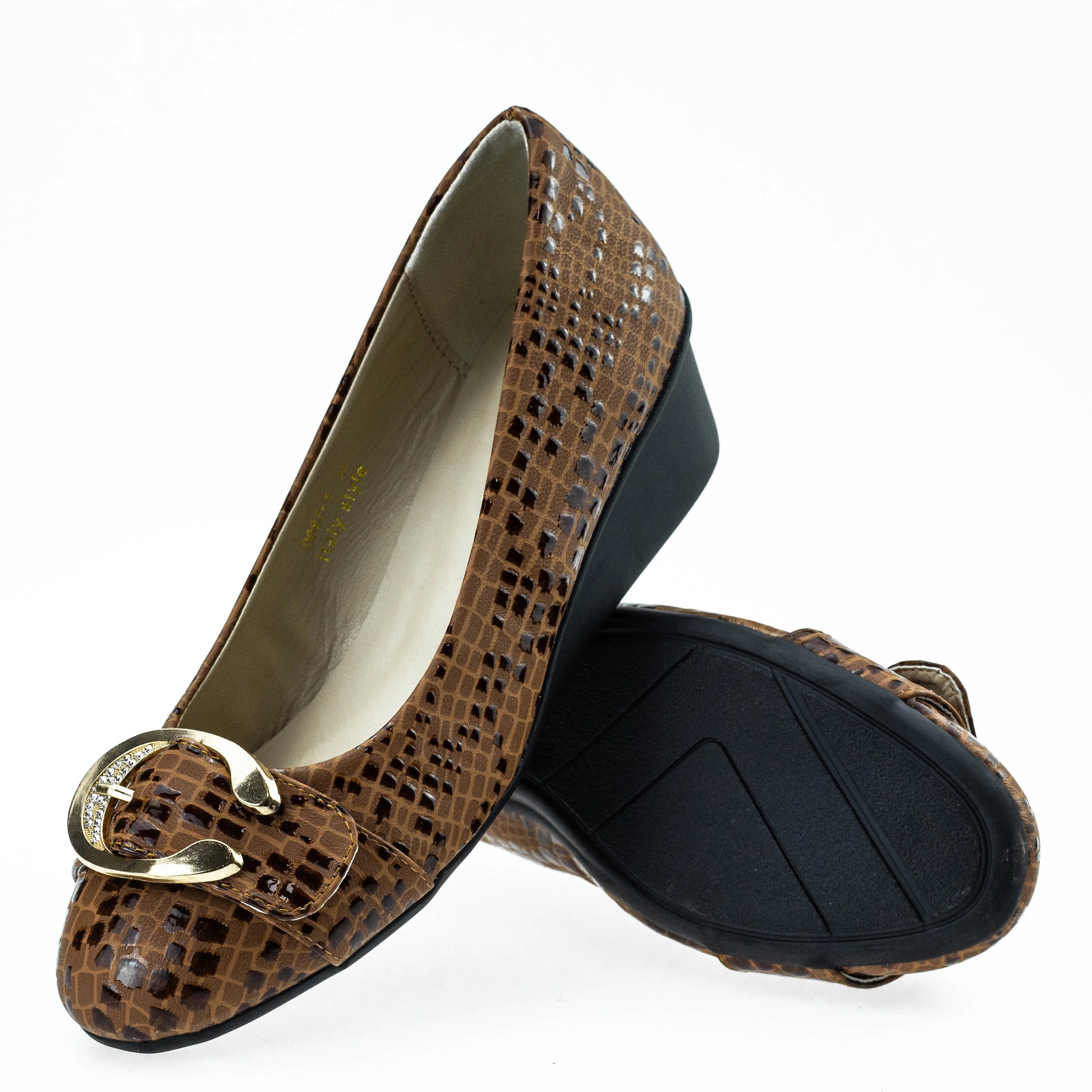 Plus Size 43 Snake Print Leather Shoes Women Autumn Female Footwear Ladies Shoes 9087-1 Woman Wedge Heel Loafers Ballet Shoe