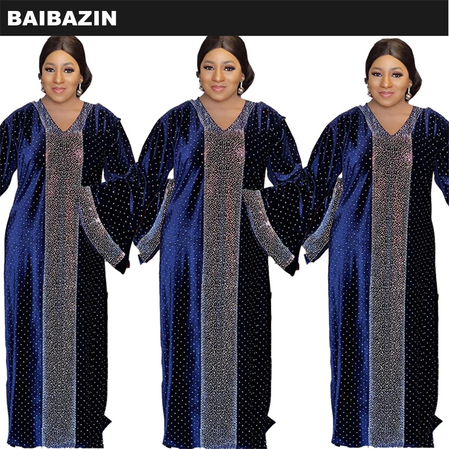 

Платье BAIBAZIN женское с V-образным вырезом, мусульманский халат с рукавами-фонариками, в африканском стиле, лето 2020