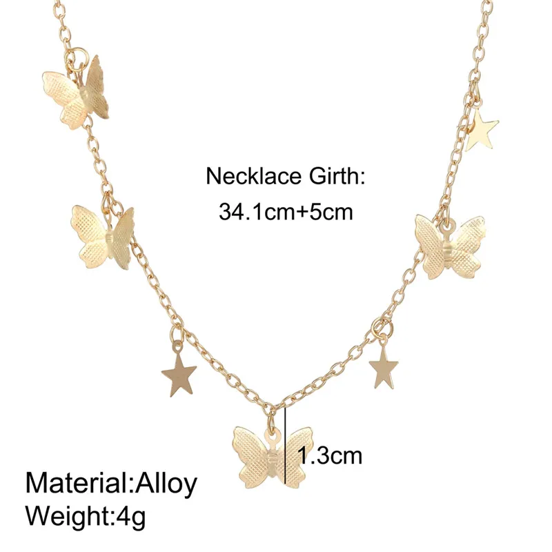 

Bohemian Vintage Butterfly Pendant Necklace for Women Girls 2020 Multilayer Golden Star Charm Necklaces Fashion Jewelry