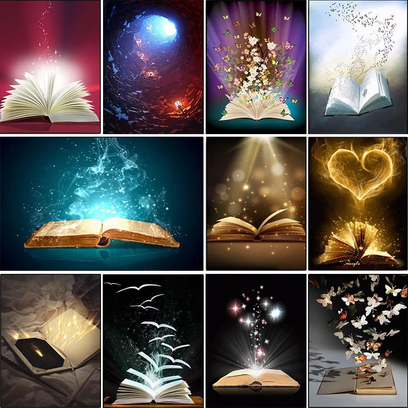 

5D Diy Diamond Painting Cross Stitch Kits Magic Book Mosaic Full Square Round Drill Diamond Embroidery Room Wall Decor Gift