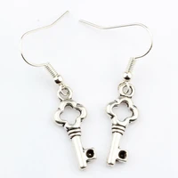 20 pair tibetan silver zinc alloy ornate small key earrings gift alice in wonderland ys1013