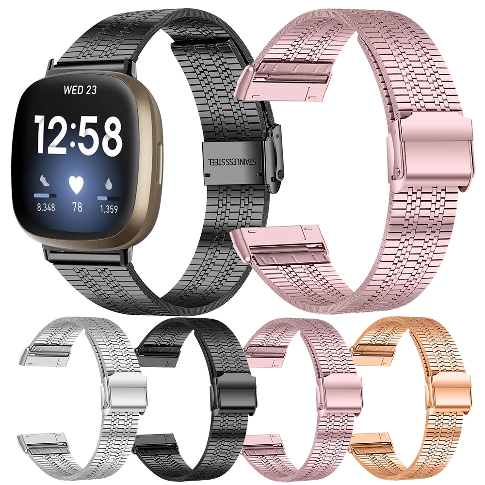 

Essidi New Stainless Steel Watch Band For Fitbit Versa 3 2 1 Versa Lite Bracelet Wrist Strap Correa For Fitbit Sense Loop