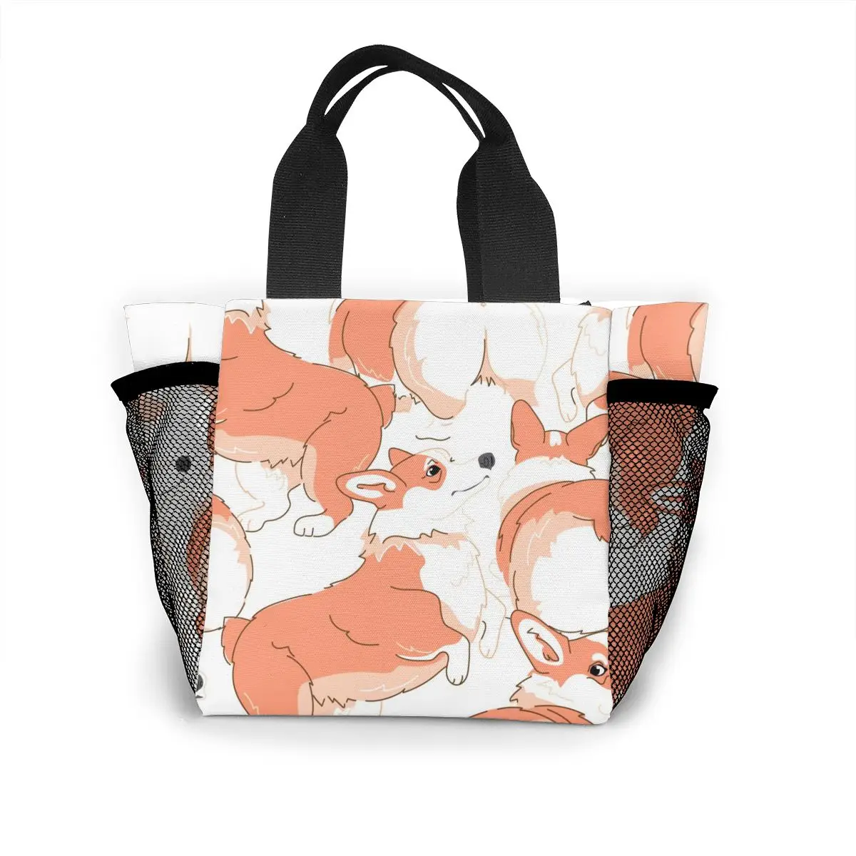

Harajuku Corgi Printing Tote Shopping Bag for Lady Canvas Shoulder Bag Students Funny Cloth Eco Foldable Shopper Bags Women