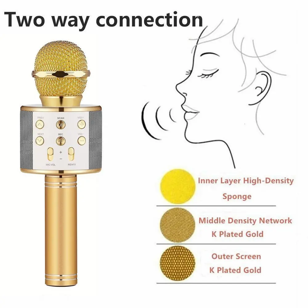 WS858 Bluetooth микрофон со встроенным динамиком портативный беспроводной записи, онлайн-учитель шоу звук подобрать ПК микрофон