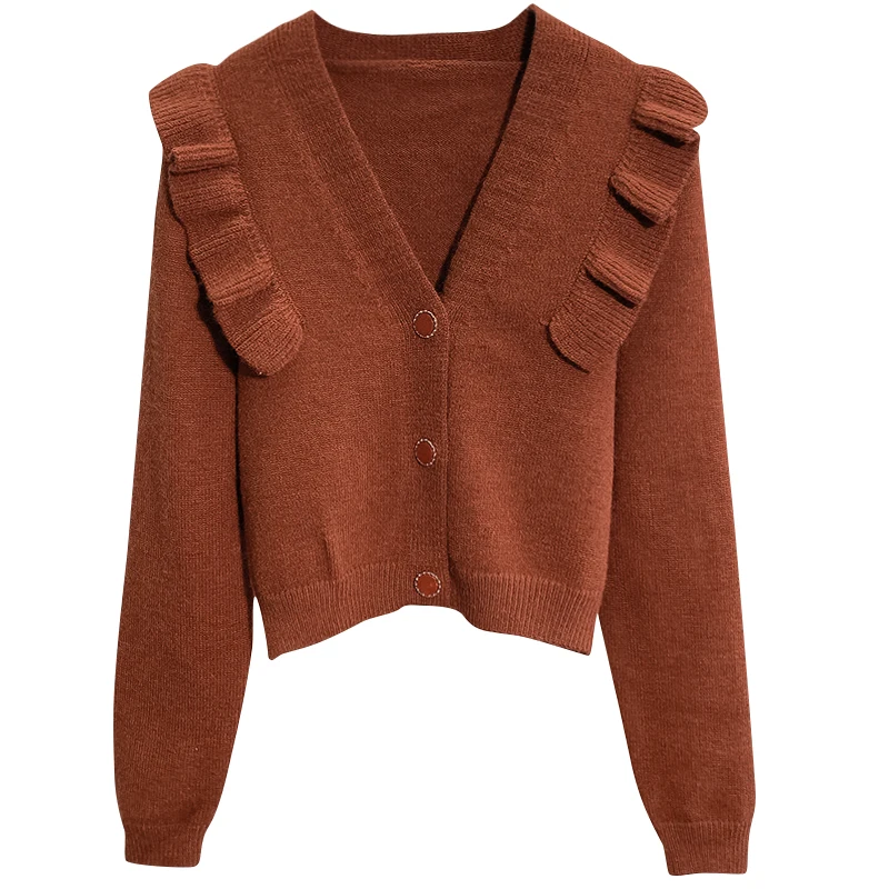 

Sweater coat women wear cardigan fall / winter 2020 new style retro loose slim Hong Kong Style V-neck T-Shirt Top