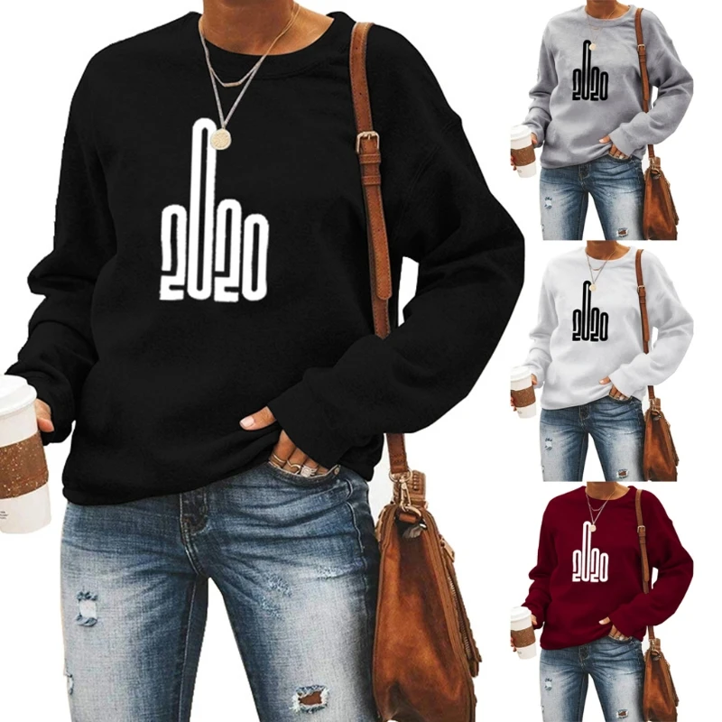 Женская Осенняя Толстовка с длинным рукавом и круглым вырезом Забавный пуловер