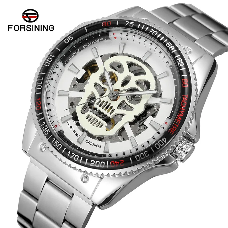 FORSINING Automatic Mechanical Men Wristwatch Military Sport Male Clock Top Brand Luxury Skull Skeleton Waterproof Man Watch 025 | Наручные
