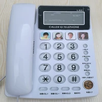 desktop phone caller id telephone with 4 picture care fsk dtmf system adjustable volume brightness speakerphone for senior