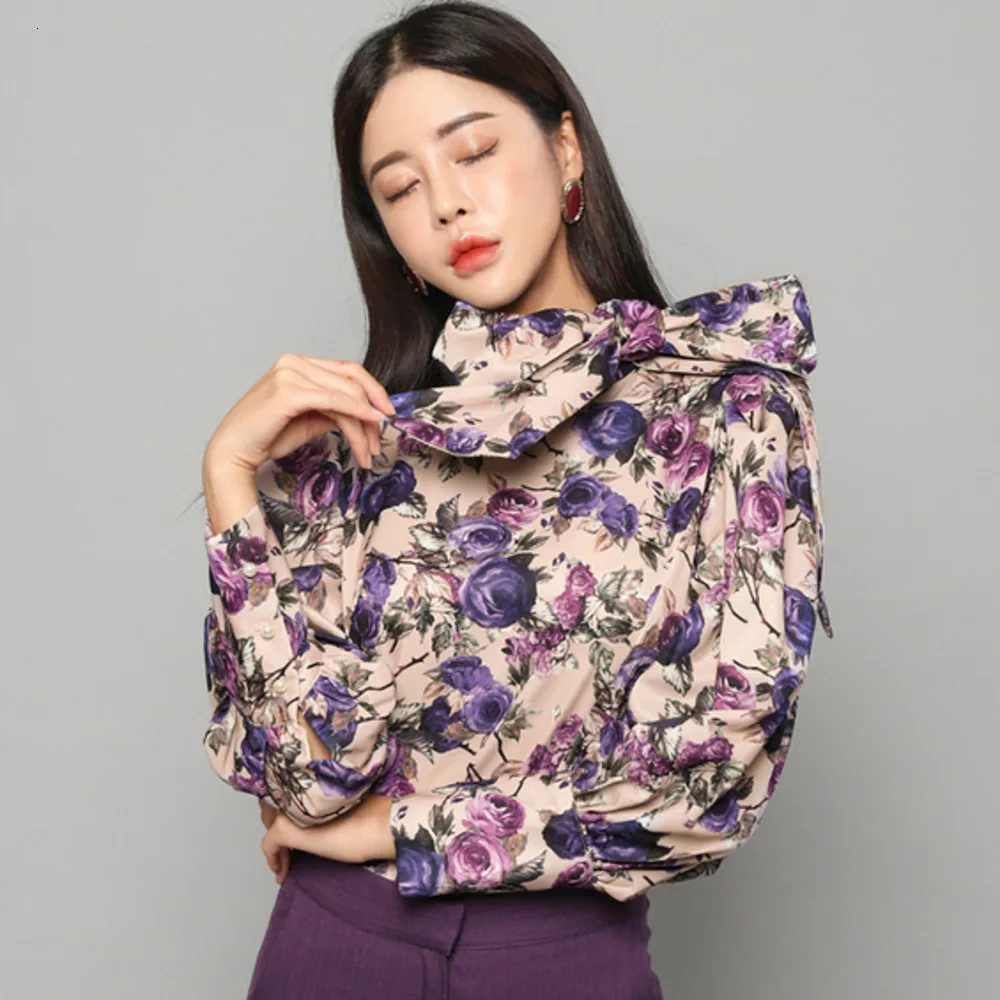 Женские Элегантные Топы и блузки с оборками цветочным принтом весна лето 2020