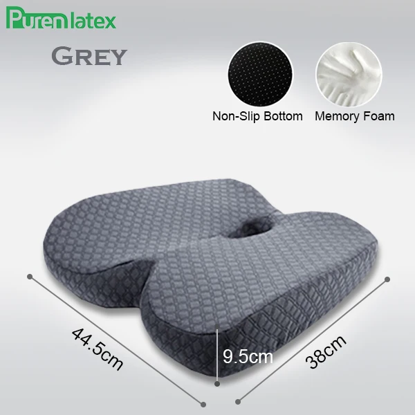 Grey1Piece PurenLatex Memory Foam медленный отскок давления Ортопедическая подушка cockyx автокресло предотвращает геморрой лечения подушки на стул - Цвет: Grey1Piece