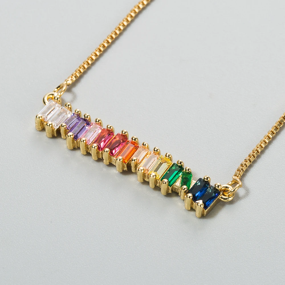 Gorgeous Stuning Multi Color Statement Copper Necklace Luxury Rainbow Collor Micro Cubic Zirconia Girls Collar Choker | Украшения и