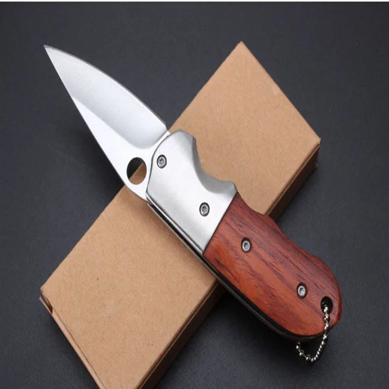 Beste 240Pcs Kleine Zakmes Rvs Blade Camping Messen Hout Hanlde Outdoor Sleutelhanger Edc Cutter