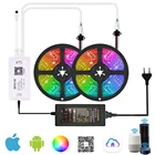 Пиксельная Светодиодная лента WS2812B, 5 в постоянного тока, модифицируемая Пиксельная RGB Светодиодная лента, Wi-Fiпульт дистанционного управленияМузыка SP511E, двойной выход, умный голосовой контроллер Alexa APP, комплект питания