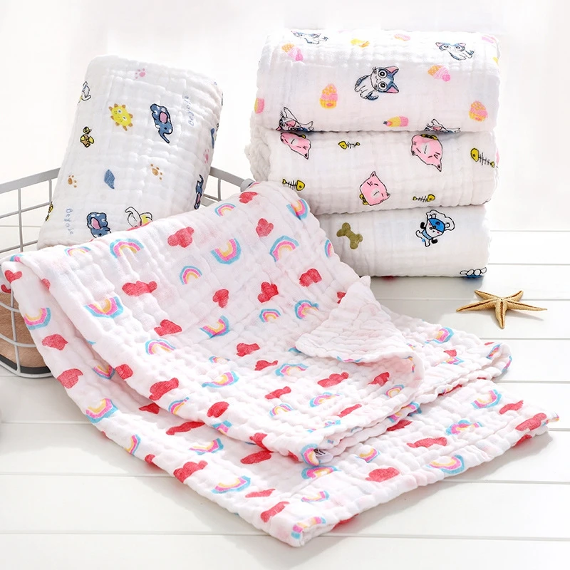 

110*110cm Muslin Swaddle Blanket Baby Cover New Born 6layer Baby Stuff Baby Swaddle Wrap New Gift